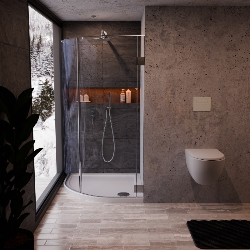 40mm Low Profile Quadrant Shower Trays Includes Waste - White - Insitu