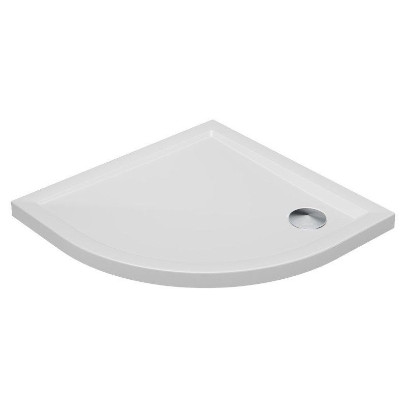 White Quadrant 40mm Low Profile Shower Trays - 800mm to 1000mm (w) Edge Waste Location - Includes Chrome Waste