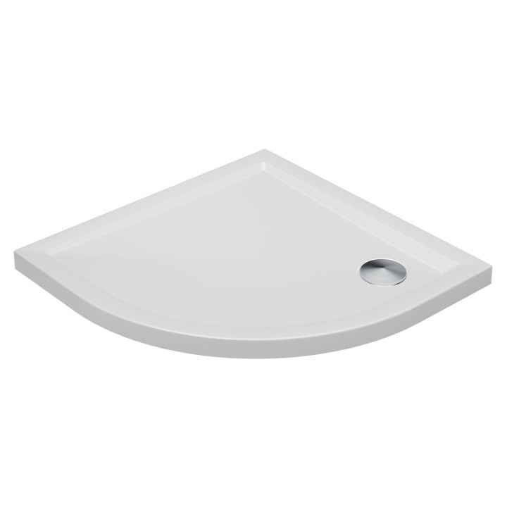 White Quadrant 40mm Low Profile Shower Trays - 800mm to 1000mm (w) Edge Waste Location - Includes Chrome Waste