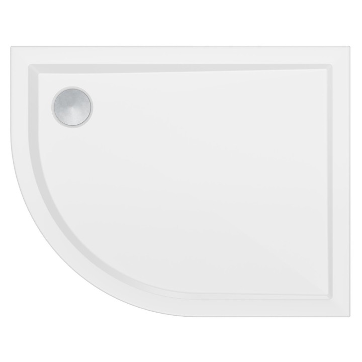 Offset 40mm Quadrant White Luxury Shower Trays & Chrome Waste - 900mm To 1200mm (W) - Edge Waste Location (Left or Right Hand)