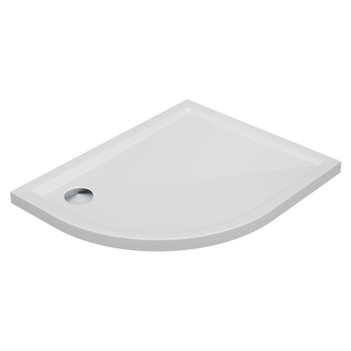 Offset 40mm Quadrant White Luxury Shower Trays & Chrome Waste - 900mm To 1200mm (W) - Edge Waste Location (Left or Right Hand)