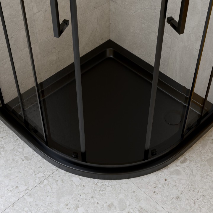 40mm Low Profile Quadrant Shower Trays Includes Waste - Black - Insitu