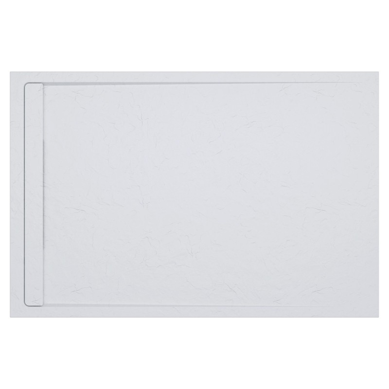 White 30mm Slate Effect Rectangular Shower Trays - Includes Built in Linear Waste - 1000mm to 1700mm (W) - 5 Sizes
