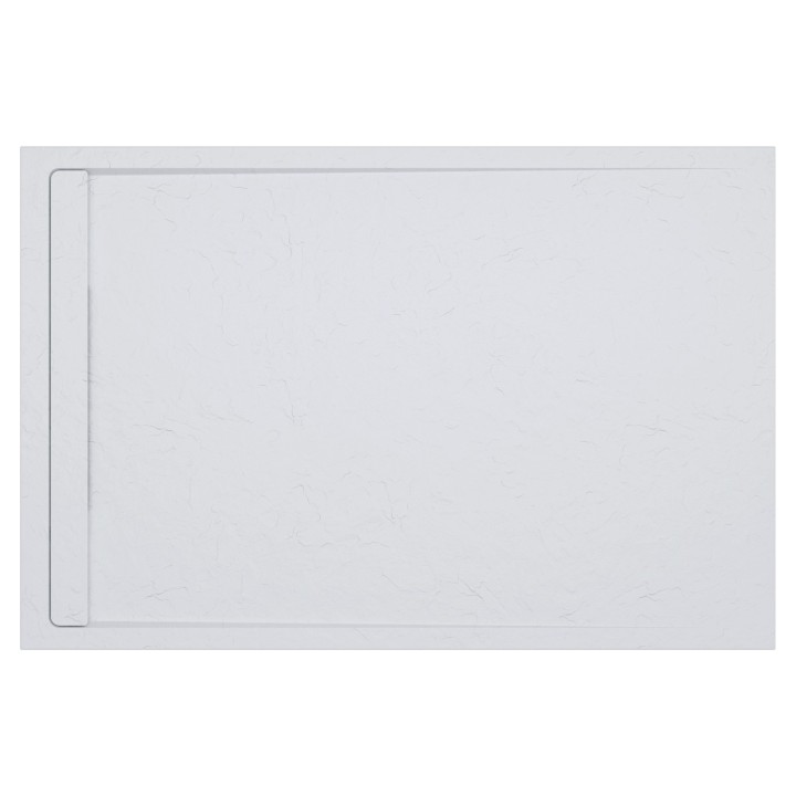 White 30mm Slate Effect Rectangular Shower Trays - Includes Built in Linear Waste - 1000mm to 1700mm (W) - 5 Sizes