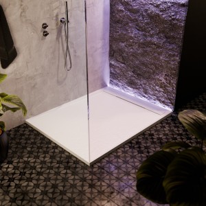 White 30mm Slate Effect Rectangular Shower Trays - Includes Built in Linear Waste - 1000mm to 1700mm (W) - 5 Sizes