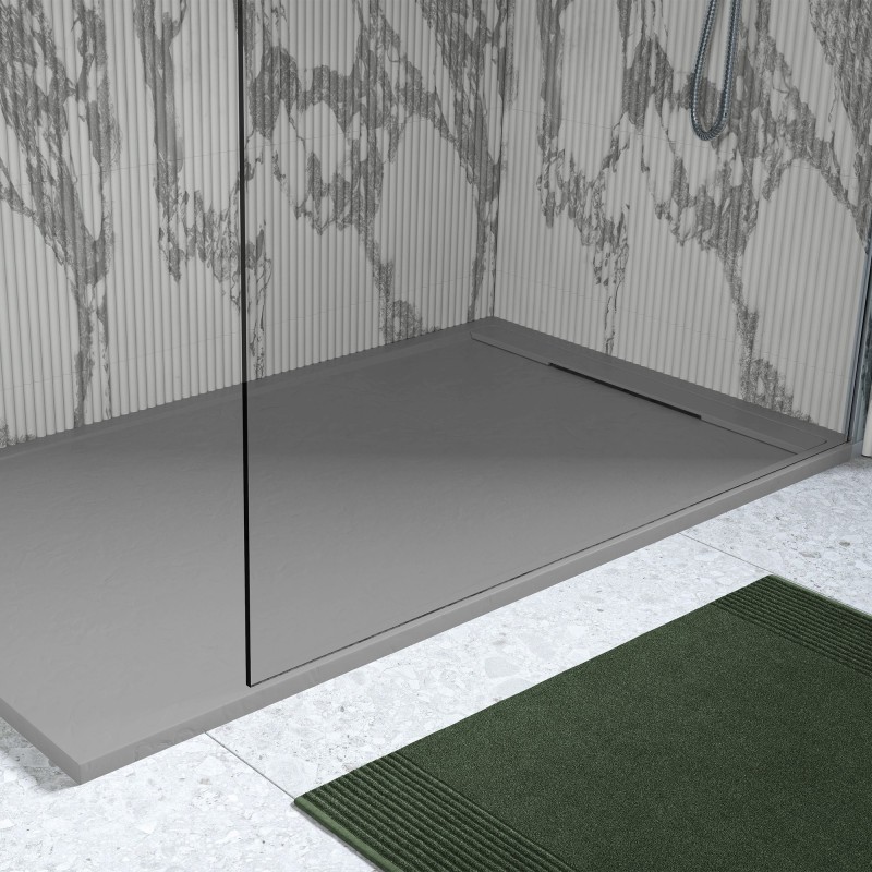 30mm Slate Effect Shower Trays Includes Waste - Grey - Inistu