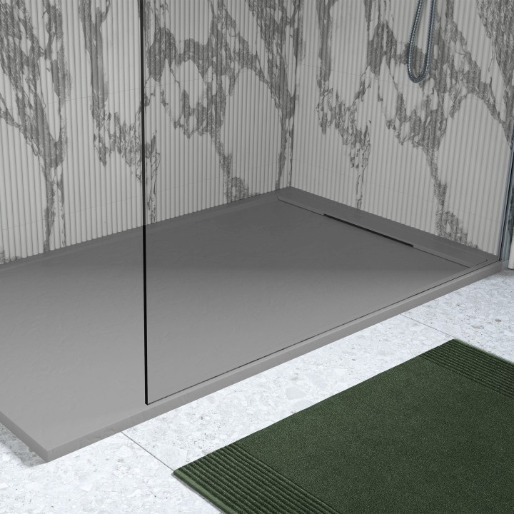 30mm Slate Effect Shower Trays Includes Waste - Grey - Inistu
