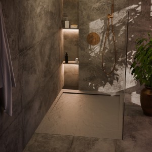Grey 30mm Slate Effect Rectangular Shower Trays - Includes Built in Linear Waste - 1000mm to 1700mm (W) - 5 Sizes