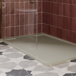 Latte 30mm Slate Effect Rectangular Shower Trays - Includes Built in Linear Waste - 1000mm to 1700mm (W) - 5 Sizes