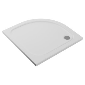 Quadrant White Low Profile 45mm Shower Trays 800mm to 900mm (W) - Edge Waste Location (2 Sizes) Includes Chrome Waste