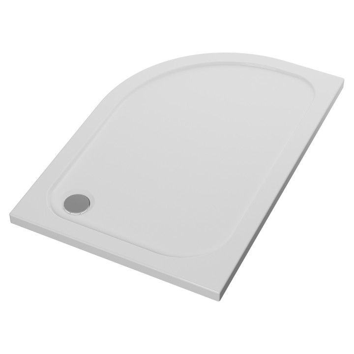 Offset 45mm Quadrant White Luxury Shower Trays & Chrome Waste - 1000mm To 1200mm (W) - Edge Waste Location (Left or Right Hand)