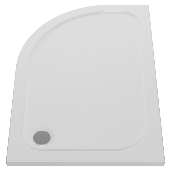 Offset 45mm Quadrant White Luxury Shower Trays & Chrome Waste - 1000mm To 1200mm (W) - Edge Waste Location (Left or Right Hand)