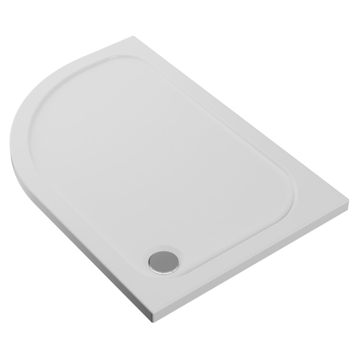 Offset 45mm Quadrant White Luxury Shower Trays & Chrome Waste - 1000mm To 1200mm (W) - Edge Waste Location (Left or Right Hand)