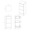 Kanazawa 300mm (w) 3 Drawer Base Unit - White Gloss - Technical Drawing