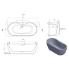 Freestanding Double Ended Luxury Bath & Integrated Waste - 1655mm(l) x 745mm(w) x 580mm(h) - Technical Drawing