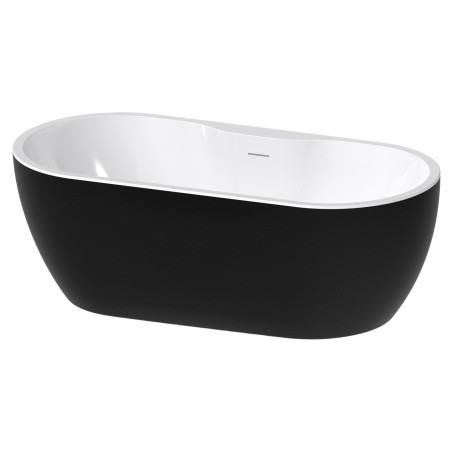 Freestanding Gloss Black Double Ended Luxury Bath & Integrated Waste - 1655mm(l) x 745mm(w) x 580mm(h)