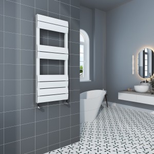 500mm (w) x 1000mm (h) Wave White Single Aluminium Towel Rail (8 Extrusions)