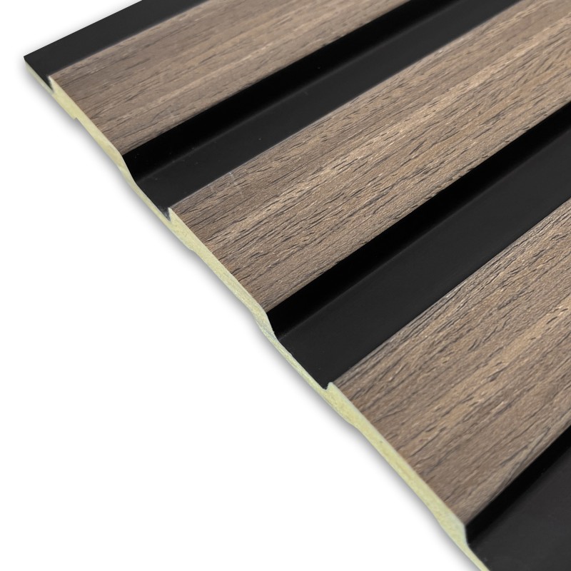 Walnut - Waterproof Slat Wall Panels - 300mm (w) x 2600mm (h) - Close Up