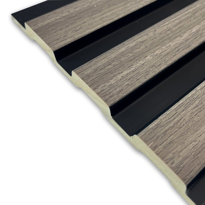 Grey Oak - Waterproof Slat Wall Panels - 300mm (w) x 2600mm (h) - Close Up