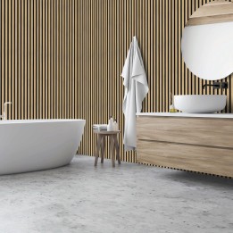 Natural Oak - Waterproof PVC Slatted Decorative Interior Wall Panels - 300mm (w) x 2600mm (h)
