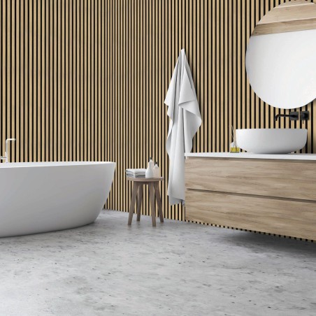 Natural Oak - Waterproof PVC Slatted Decorative Interior Wall Panels - 300mm (w) x 2600mm (h)