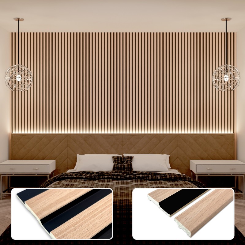Beech - Waterproof PVC Slatted Decorative Interior Wall Panels - 300mm (w) x 2600mm (h)