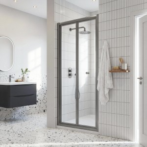 Brushed Pewter Rene 6mm Bi-Fold Shower Doors 700mm to 1200mm (w) - 4 Sizes