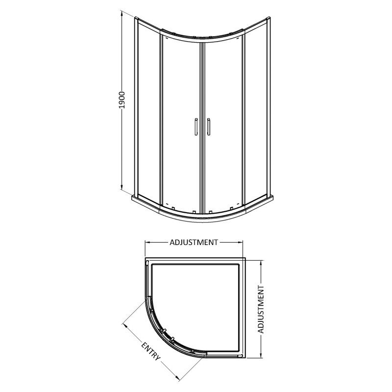 Brushed Pewter Rene 6mm Quadrant Shower Enclosures - 2 Sizes
