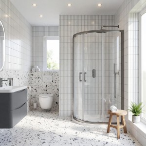 Brushed Pewter Rene 6mm Quadrant Shower Enclosures - 2 Sizes