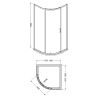 Brushed Pewter Rene Single Door Quadrant Shower Enclosure - 900mm - Line Drawing