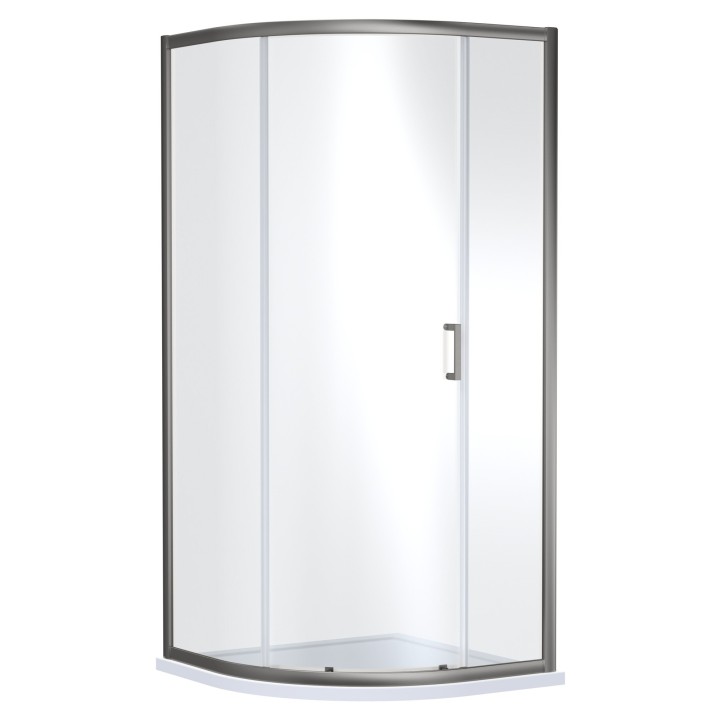 Brushed Pewter Rene 6mm Single Door Quadrant Shower Enclosure - 900mm