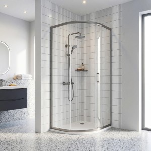 Brushed Pewter Rene 6mm Single Door Quadrant Shower Enclosure - 900mm