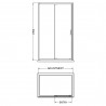 Brushed Pewter Rene 6mm Sliding Shower Doors - Technical Drawing