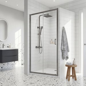 Brushed Pewter Rene 6mm Sliding Shower Doors 1000mm to 1700mm (w) - 7 Sizes