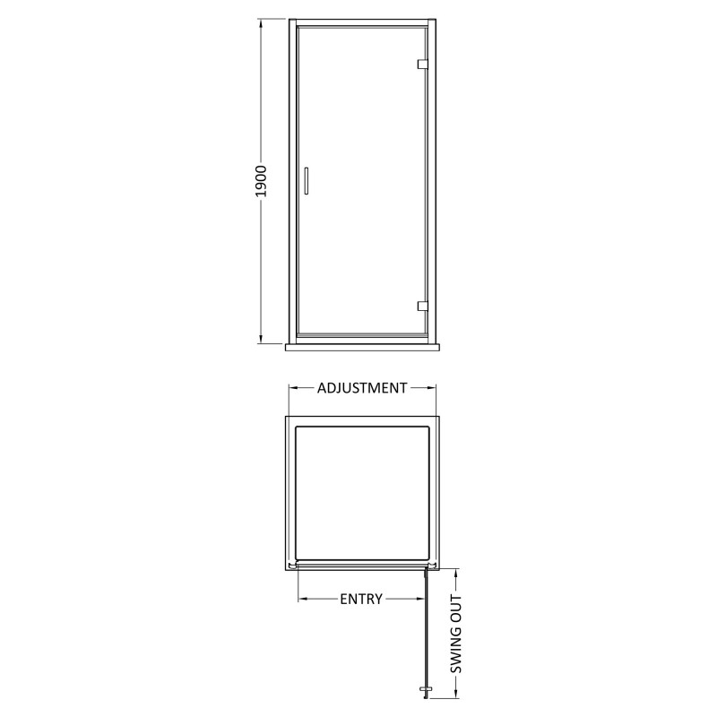 Brushed Pewter Rene 6mm Hinged Shower Doors 700mm to 900mm (w) - 4 Sizes