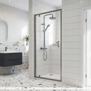 Brushed Pewter Rene 6mm Pivot Shower Doors 760mm to 900mm (w) - 3 Sizes