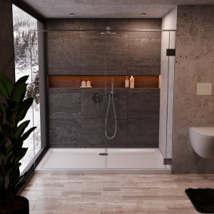 40mm Low Profile Rectangular Shower Trays Includes Waste - White