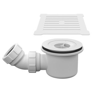 White Low Profile Square Shower Tray Cover & White Waste