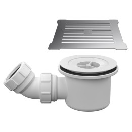 Chrome Low Profile Square Shower Tray Cover & White Waste