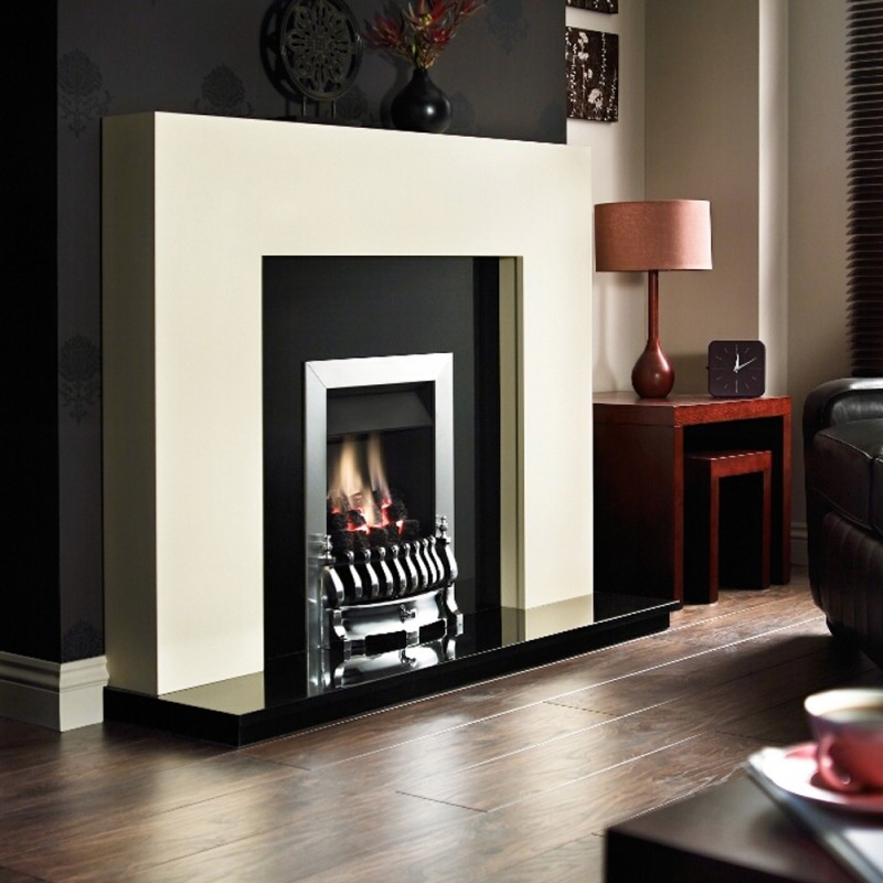 Valor "Blenheim" Brass Slimline Inset Homeflame Gas Fire - Insitu