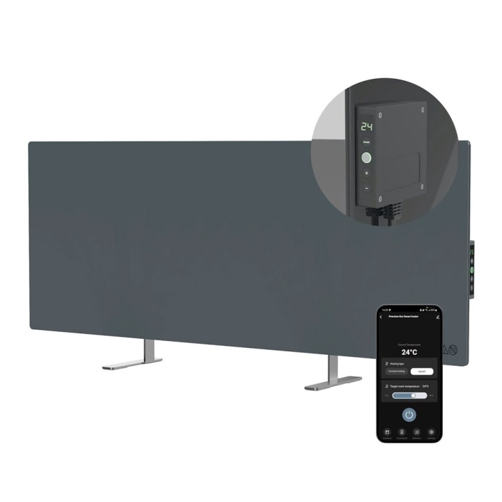 AENO 700W Smart LED Wifi Grey Glass Infrared Panel Heater