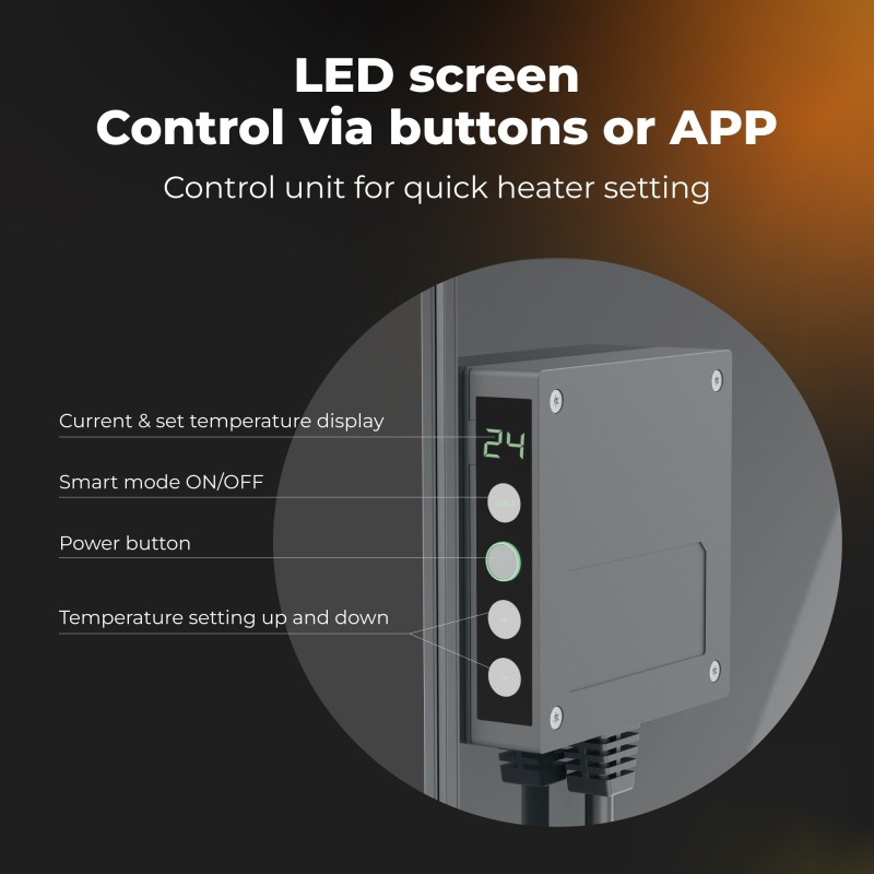 AENO Smart LED Wifi Grey Glass Infrared Reversible Panel Heater 700W