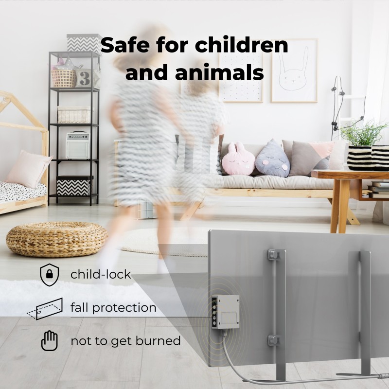 AENO Smart LED Wifi Grey Glass Infrared Reversible Panel Heater 700W
