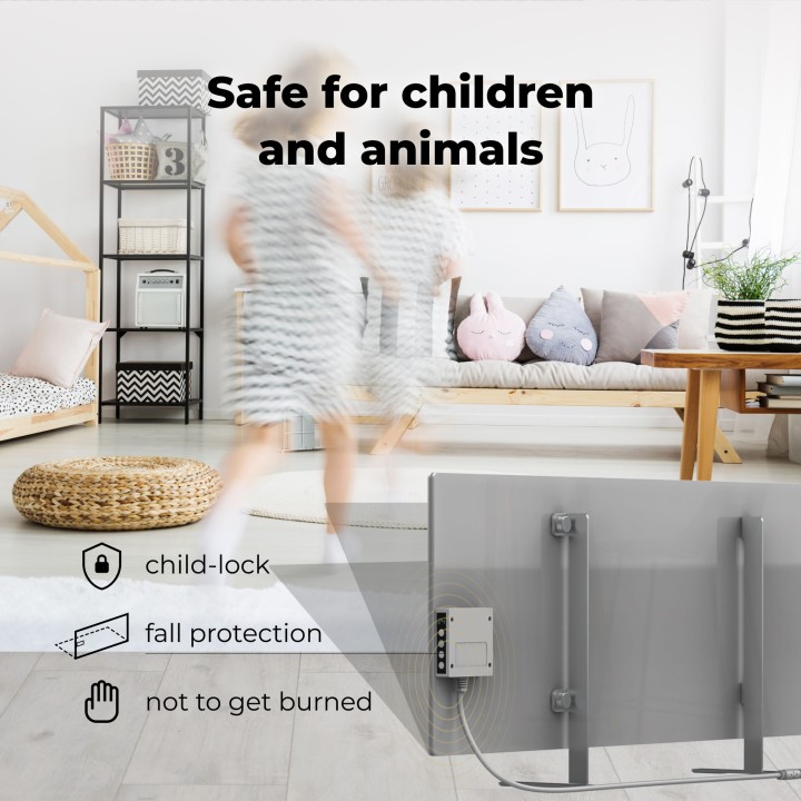 AENO Smart LED Wifi Grey Glass Infrared Reversible Panel Heater 700W