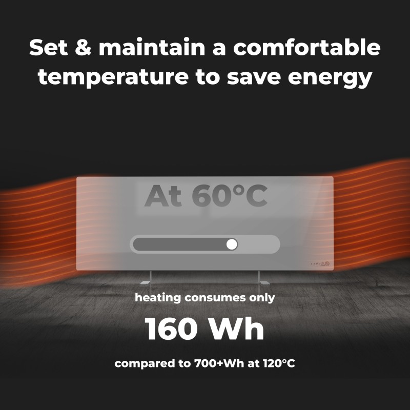 AENO Smart LED Wifi Grey Glass Infrared Reversible Panel Heater 700W