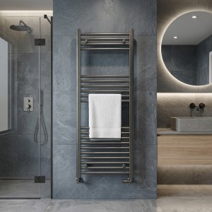 500mm (w) x 1200mm (h) Straight Gunmetal Towel Rail