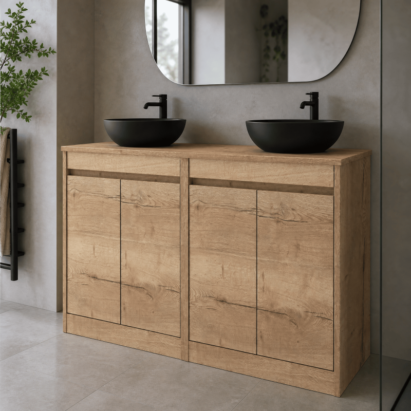 Havana 1200mm Freestanding Double Countertop Cupboard Vanity Units