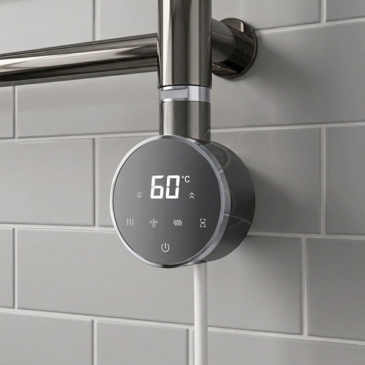 Black Cleo Slimline Round Smart WIFI - closeup