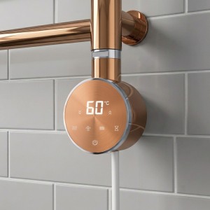 Brushed Bronze Cleo Slimline Round Smart WIFI Thermostatic Electric Heating Element (300W - 900W)