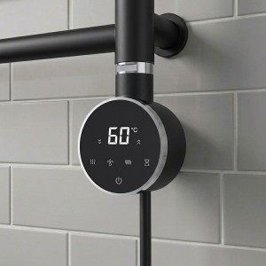 Black Cleo Slimline Round Smart WIFI Thermostatic Electric Heating Element (300W - 900W)